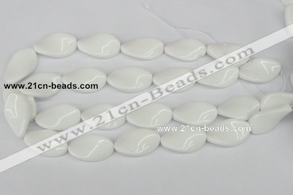 CTW99 15.5 inches 18*30mm twisted oval white agate gemstone beads