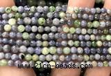 CTZ540 15 inches 4mm round tanzanite & tsavorite beads