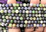 CTZ543 15 inches 7mm round tanzanite & tsavorite beads