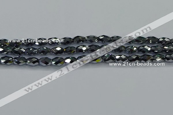 CTZ648 15.5 inches 7*11mm faceted rice terahertz beads wholesale