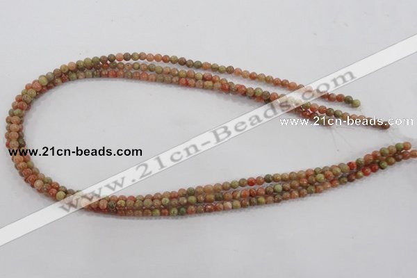 CUG100 15.5 inches 4mm round Chinese unakite beads wholesale