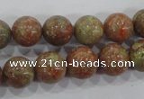 CUG104 15.5 inches 12mm round Chinese unakite beads wholesale