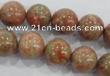 CUG105 15.5 inches 14mm round Chinese unakite beads wholesale