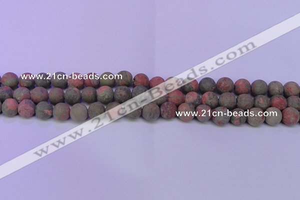 CUG183 15.5 inches 10mm round matte unakite gemstone beads