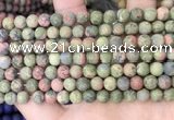 CUG191 15.5 inches 6mm round matte unakite beads wholesale