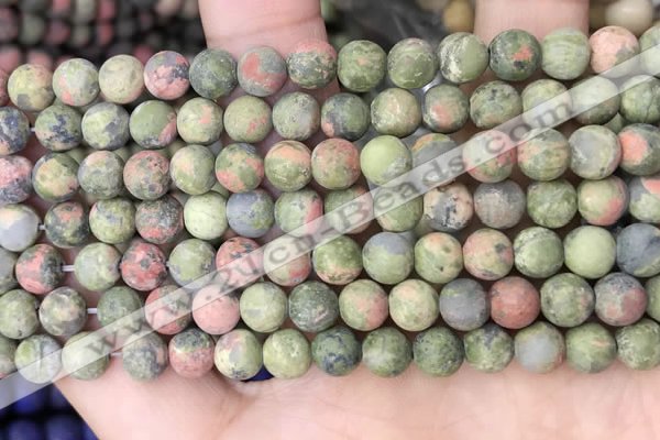 CUG191 15.5 inches 6mm round matte unakite beads wholesale