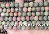 CUG192 15.5 inches 8mm round matte unakite beads wholesale