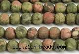 CUG205 15 inches 4mm round matte unakite beads