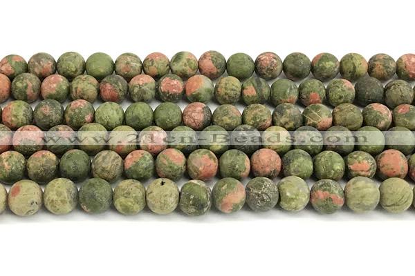 CUG207 15 inches 8mm round matte unakite beads