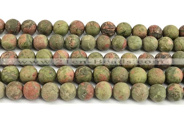 CUG209 15 inches 12mm round matte unakite beads