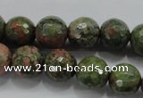 CUG302 15.5 inches 8mm faceted round unakite gemstone beads