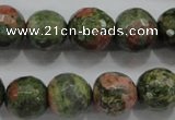 CUG303 15.5 inches 10mm faceted round unakite gemstone beads