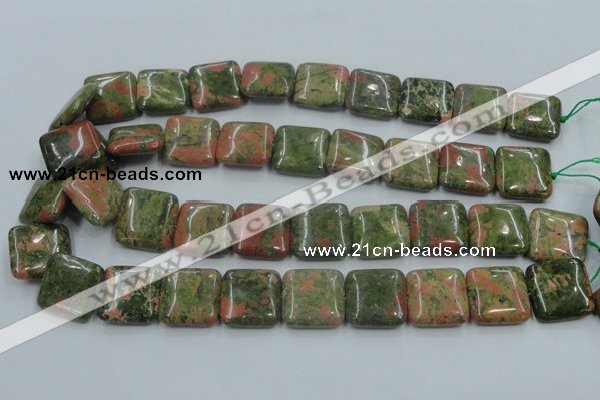 CUG60 16 inches 20*20mm square natural unakite gemstone beads wholesale