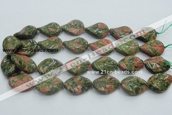 CUG64 16 inches 22*30mm twisted leaf natural unakite beads wholesale