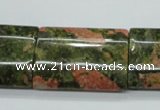 CUG72 15.5 inches 22*30mm flat tube unakite gemstone beads