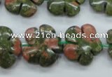 CUG74 15.5 inches 20mm carved flower unakite gemstone beads