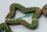 CUG79 15.5 inches 30*40mm carved flower unakite gemstone beads