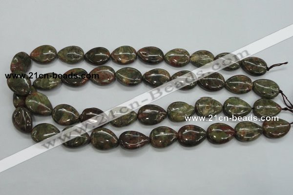 CUJ04 15.5 inches 15*20mm flat teardrop autumn jasper gemstone beads