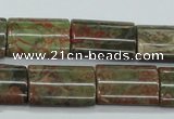 CUJ08 15.5 inches 15*20mm flat tube autumn jasper gemstone beads