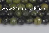 CUJ100 15.5 inches 4mm faceted round African green autumn jasper beads