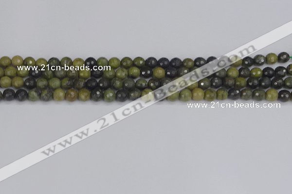 CUJ100 15.5 inches 4mm faceted round African green autumn jasper beads