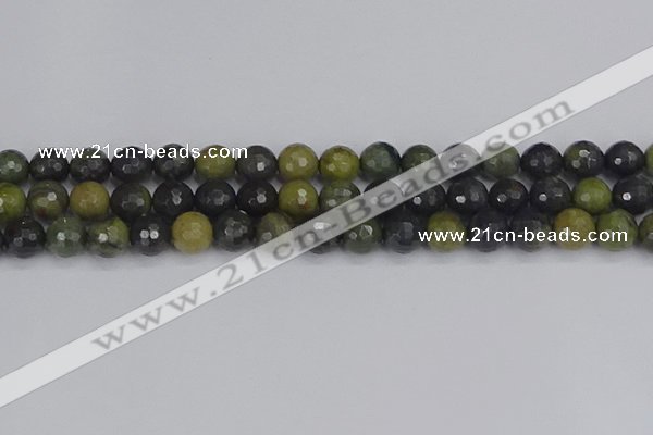 CUJ102 15.5 inches 8mm faceted round African green autumn jasper beads