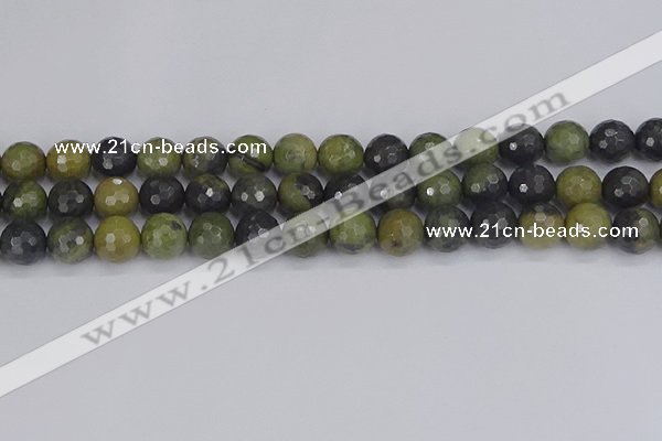 CUJ103 15.5 inches 10mm faceted round African green autumn jasper beads