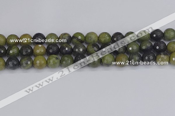 CUJ104 15.5 inches 12mm faceted round African green autumn jasper beads