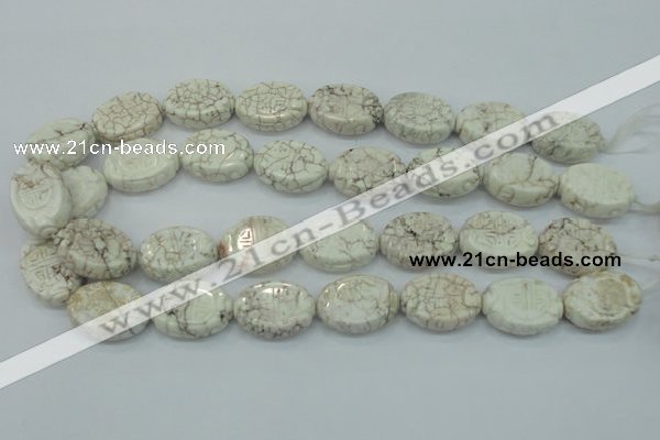 CWB01 15.5 inches 18*25mm carved oval natural white howlite gemstone beads