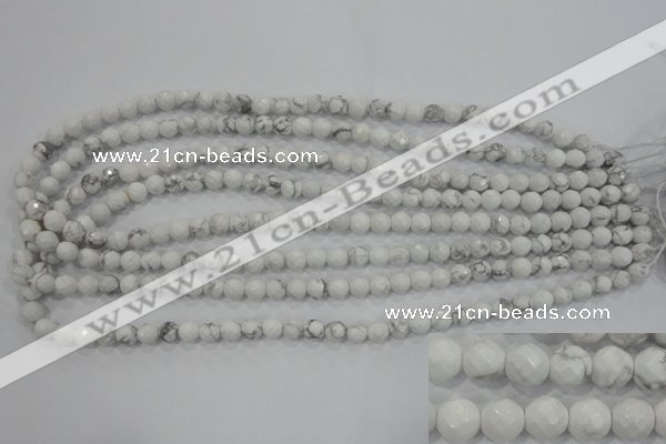 CWB211 15.5 inches 6mm faceted round natural white howlite beads