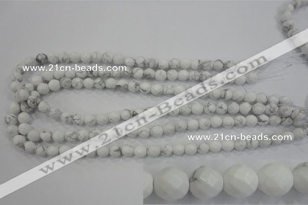 CWB212 15.5 inches 8mm faceted round natural white howlite beads