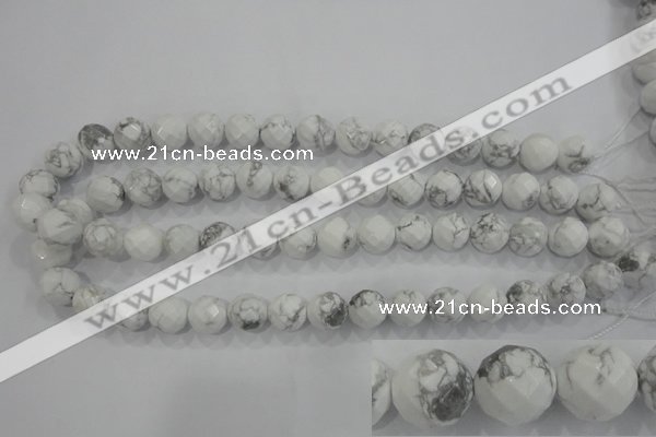 CWB214 15.5 inches 12mm faceted round natural white howlite beads