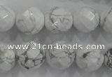 CWB215 15.5 inches 14mm faceted round natural white howlite beads