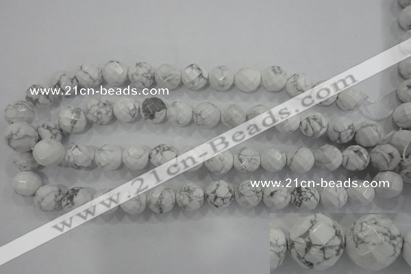 CWB215 15.5 inches 14mm faceted round natural white howlite beads