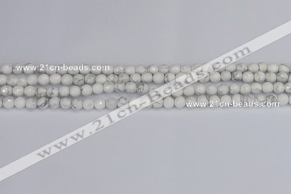 CWB230 15.5 inches 4mm faceted round white howlite beads