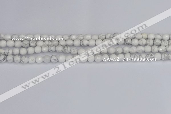 CWB231 15.5 inches 6mm faceted round white howlite beads