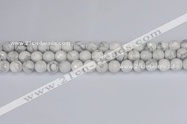 CWB232 15.5 inches 8mm faceted round white howlite beads