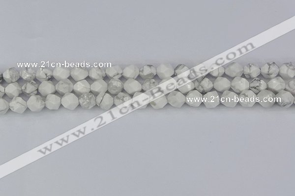 CWB239 15.5 inches 8mm faceted nuggets white howlite beads