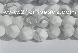 CWB244 15.5 inches 6mm faceted nuggets matte white howlite beads