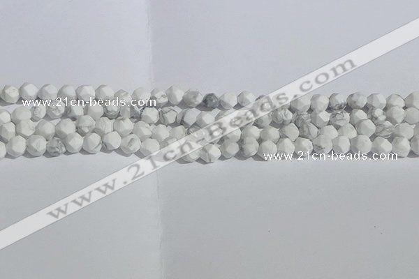 CWB244 15.5 inches 6mm faceted nuggets matte white howlite beads