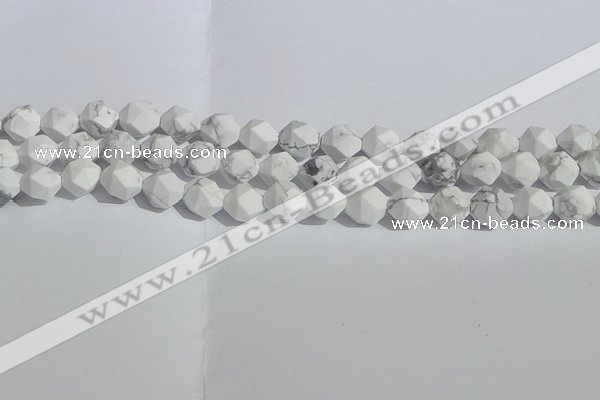 CWB245 15.5 inches 8mm faceted nuggets matte white howlite beads