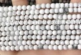 CWB250 15.5 inches 4mm round matte white howlite beads wholesale