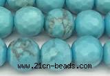 CWB260 15 inches 6mm faceted round howlite turquoise beads