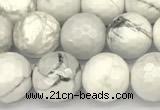 CWB266 15 inches 8mm faceted round howlite turquoise beads