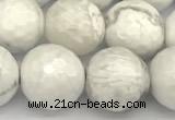 CWB268 15 inches 12mm faceted round howlite turquoise beads