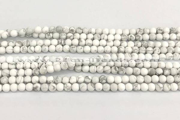 CWB270 15 inches 4mm round matte howlite turquoise beads