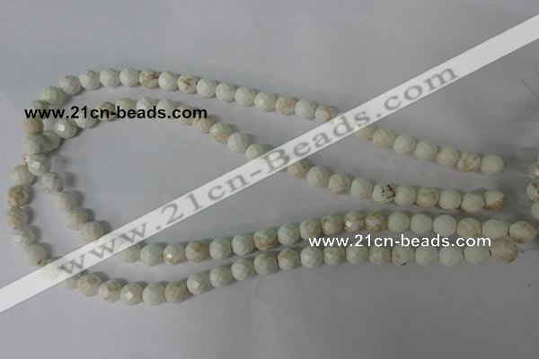 CWB301 15.5 inches 6mm faceted round howlite turquoise beads