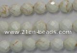 CWB302 15.5 inches 8mm faceted round howlite turquoise beads