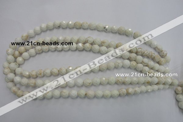 CWB302 15.5 inches 8mm faceted round howlite turquoise beads