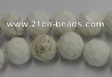 CWB304 15.5 inches 12mm faceted round howlite turquoise beads